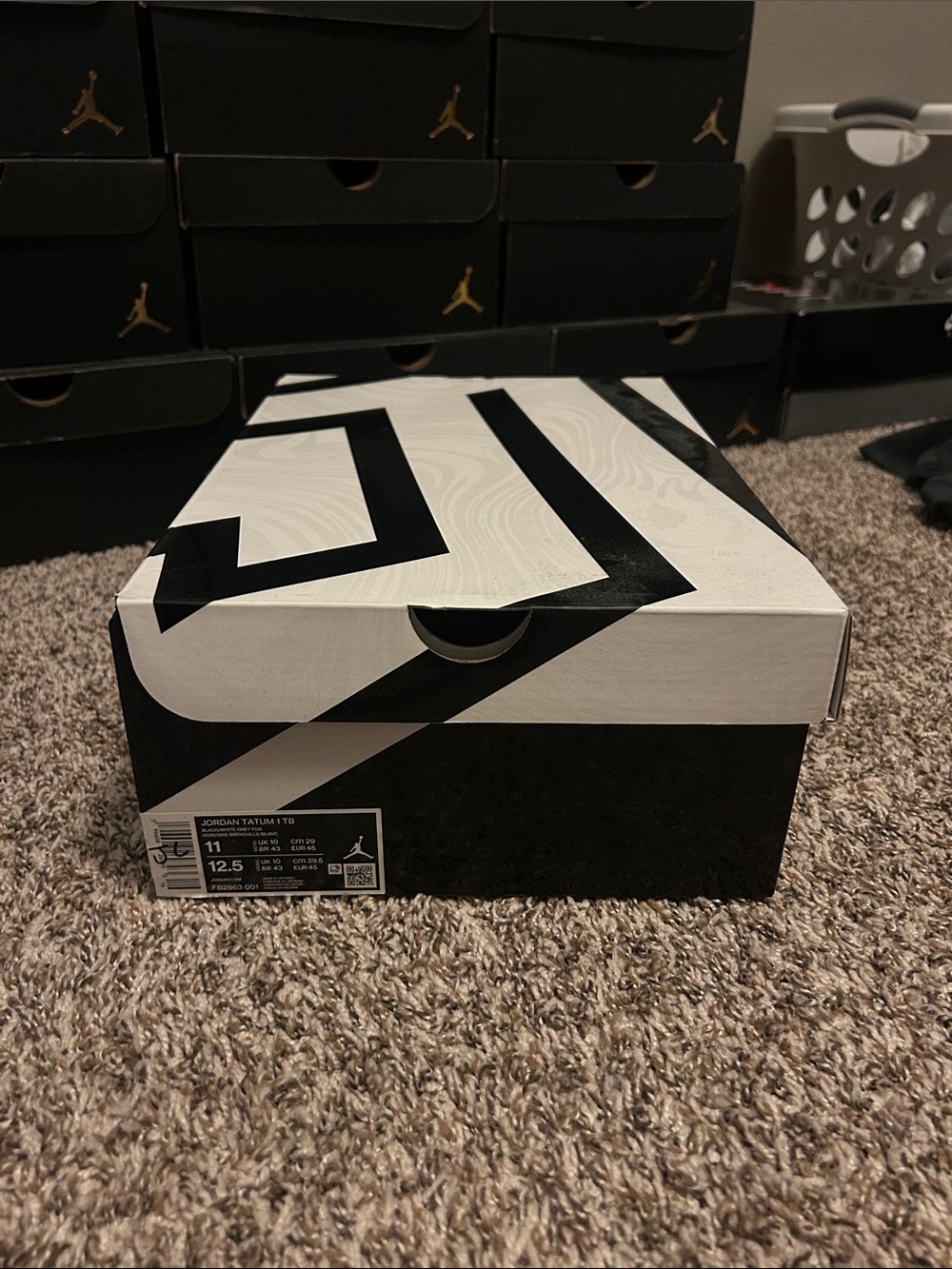 Empty Nike Jordan Tatum 1 TD Black & White Shoe Box